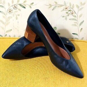 Capodarte Black Leather Block Heel Pumps Size 9 (EU 38/BR 40)
